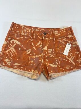 Pilcro Orange Bleach-Pattern Denim Shorts